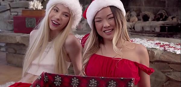  Stepbro gets Asian teen Lulu Chu her pussy in a box for Christmas